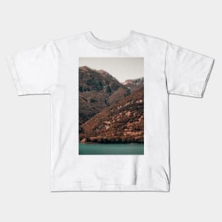 Red Mountain Over Lake Kids T-Shirt